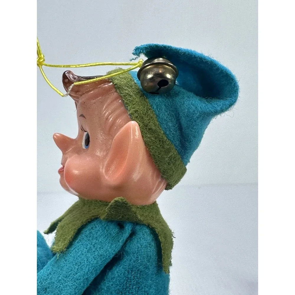 Vintage Knee Hugger Pixie Elf Christmas Ornament Shelf Sitter Made in Japan MCM